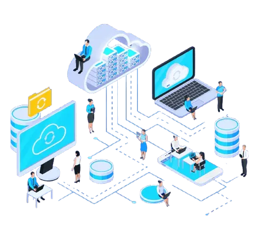 Web Hosting illustration showing secure hosting server