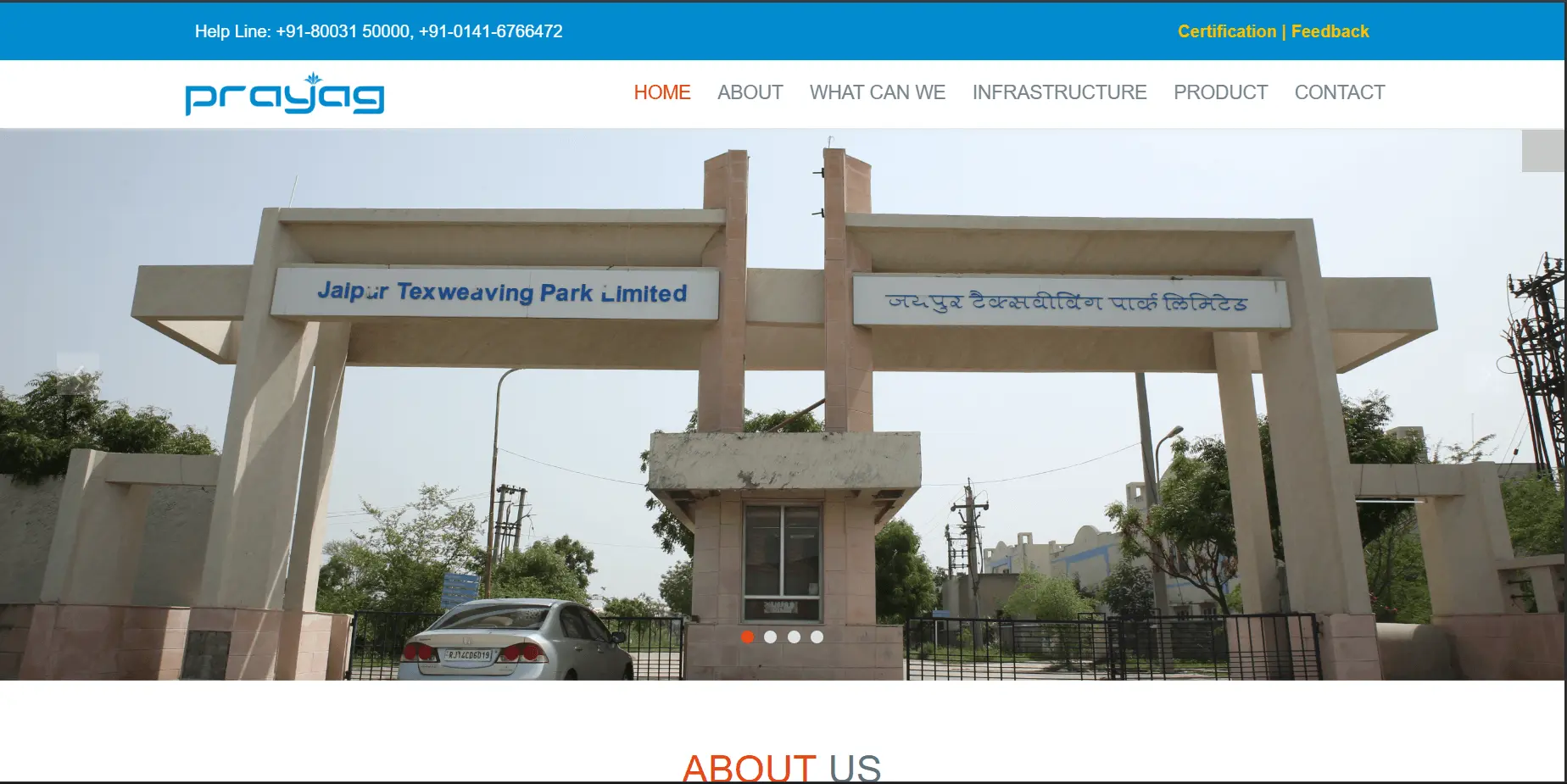 Prayag Fabrics Pvt. Ltd website development project screenshot