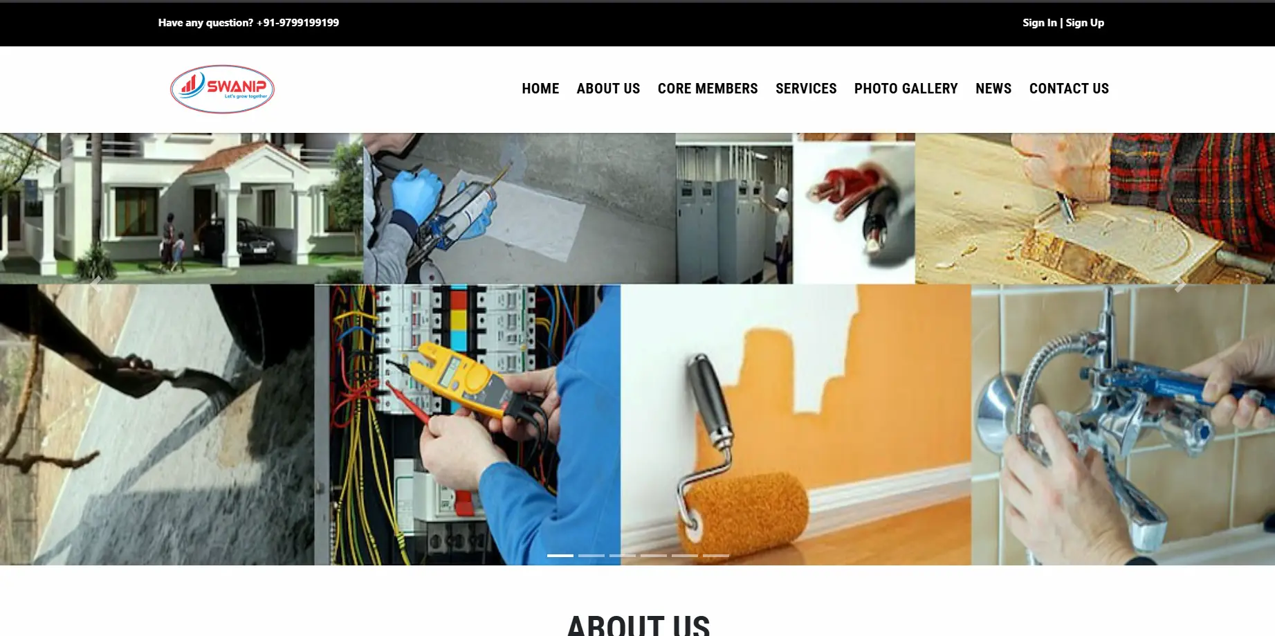 SWANIP Infracon Pvt. Ltd. website development project screenshot